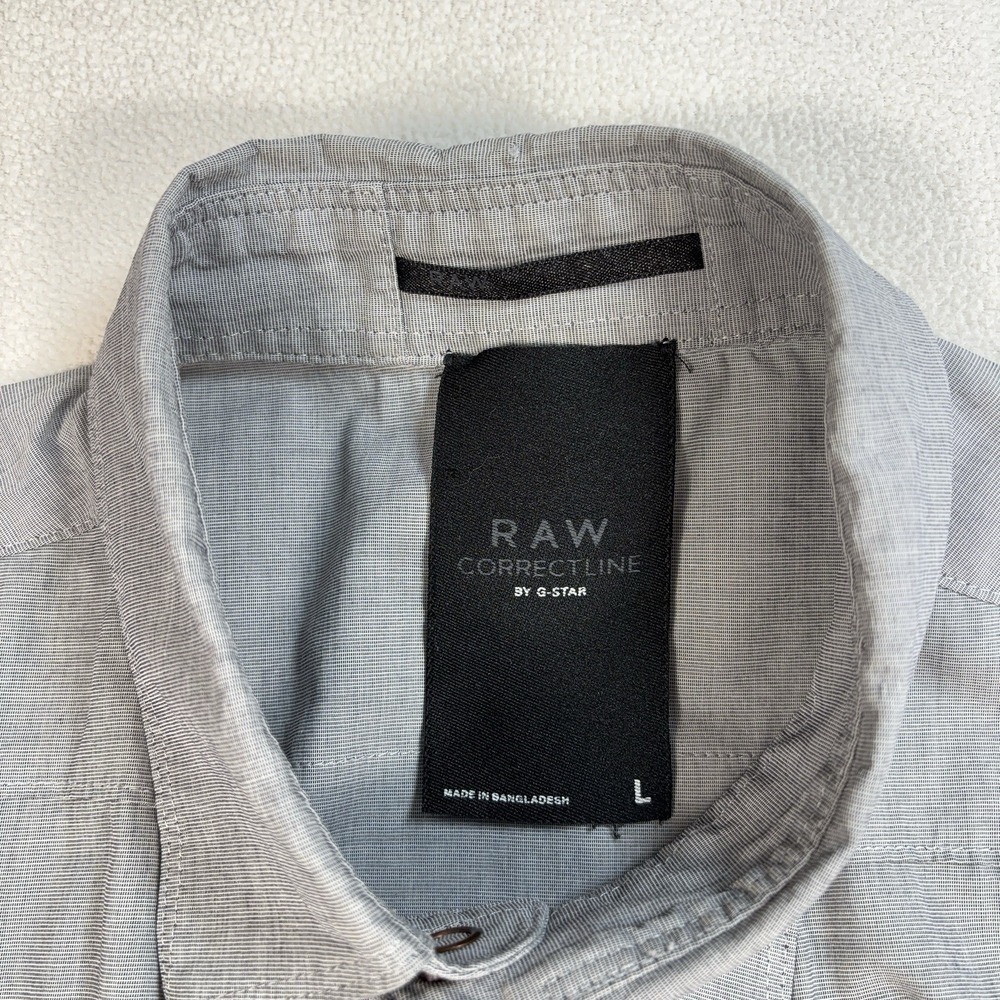 G-Star‎ Raw Western Shirt Men's L Gray Flap Pocket Pearl Snap Stretch Button Up - Picture 3 of 16
